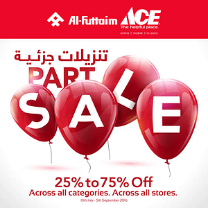 ACE Hardware Part Sale – Upto 75% off (offer valid from 13st Ju to 05th Sep 2016) Dubai Festival City Shop Online at Dubai Offers