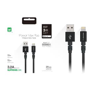 AT POWER MAX+ LIGHTNING TO USB-A CABLE 0.20M BLACK Accessories Shop Online at Dubai Offers