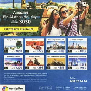 Amazing Eid Al Adha Holidays Tour by Cozmo Holidays Flight Tickets Shop Online at Dubai Offers