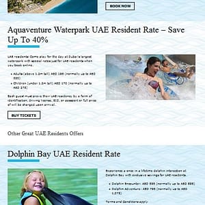 Atlantis/Aquaventure, UAE Residents Offers – upto 40% off Travel & Activities Shop Online at Dubai Offers