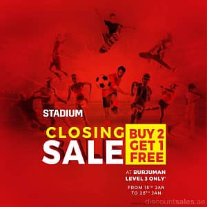 BUY 2 GET 1 FREE on Stadium Closing Sale @ Burjuman Burjuman Shop Online at Dubai Offers