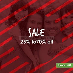 Bossini Part Sale – Upto 70% off Arabian Center Shop Online at Dubai Offers