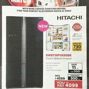 Buy Hitachi French Bittom Freezer in Emax Al Ghurair Centre Shop Online at Dubai Offers