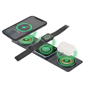 Dviced 3-in-1 foldable magnetic wireless charger – Black/Copper Accessories Shop Online at Dubai Offers