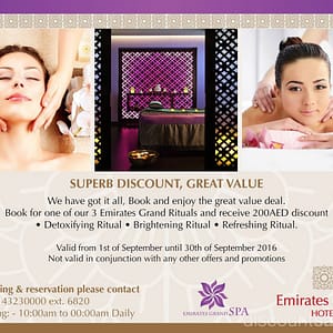 Emirates Grand Hotel Spa Deal Beauty Care Shop Online at Dubai Offers