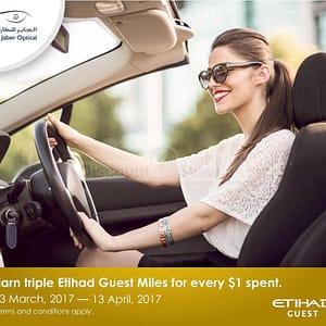 Etihad Airways Promotional Offer with Al Jaber Optical Eyewear / Sunglass Shop Online at Dubai Offers