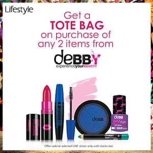 FREE Tote Bag on Purchase of any 2 items from Debby @ Lifestyle Bags & Accessories Shop Online at Dubai Offers