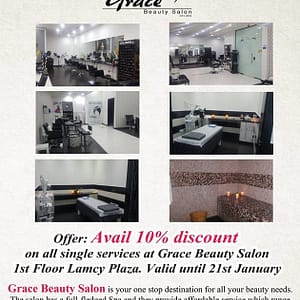 Grace Beauty Salon 10% OFF on all Single Services @ Lamcy Plaza Beauty Care Shop Online at Dubai Offers