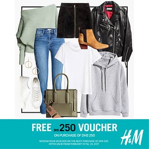 H&M FREE* AED 250 Voucher Promotion Bags & Accessories Shop Online at Dubai Offers