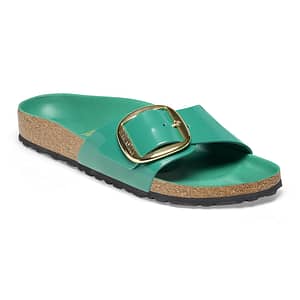 Madrid Big Buckle Natural Leather Patent High-Shine Digital Green Female Female Shop Online at Dubai Offers