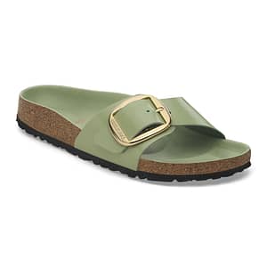 Madrid Big Buckle Natural Leather Patent High-Shine Green Tea Female Female Shop Online at Dubai Offers