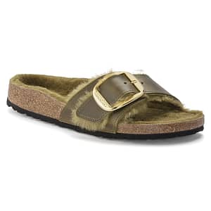 Madrid Big Buckle Shearling Natural Leather Oiled Olive Female Female Shop Online at Dubai Offers