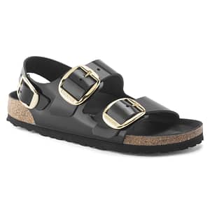 Milano Big Buckle Natural Leather Patent High-Shine Black Female Female Shop Online at Dubai Offers