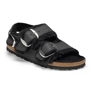 Milano Big Buckle Shearling Natural Leather Oiled black Female Female Shop Online at Dubai Offers