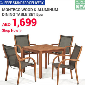 Montego Wood & Aluminum Dining Table Set Furniture's & Decor Shop Online at Dubai Offers