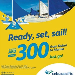 ONLY AED 300 Fly to Manila by Cebu Pacific Air (till 11th Sept, 2016) Flight Tickets Shop Online at Dubai Offers