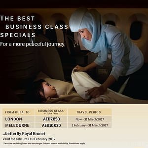 Royal Brunei Special Fare in Business Class Starting from AED 7,850 (London) Flight Tickets Shop Online at Dubai Offers