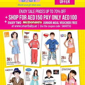 Smart Baby Offer – AED 50 Off plus McDonalds Vouchers Children Shop Online at Dubai Offers