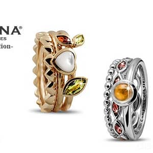 Sterling silver & gold plated ring sets @ Christina Jewellery Fashion & Jewelry Shop Online at Dubai Offers