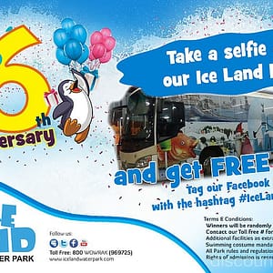 Take a selfie on the iceland water park bus and get FREE meal Entertainment Offers Shop Online at Dubai Offers