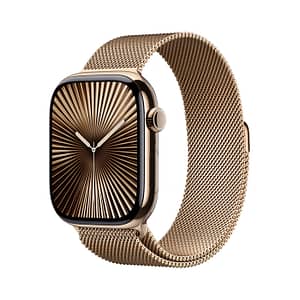 Apple Watch Series 10 GPS + Cellular 42mm Gold Titanium Case with Gold Milanese Loop Apple Watch Shop Online at Dubai Offers