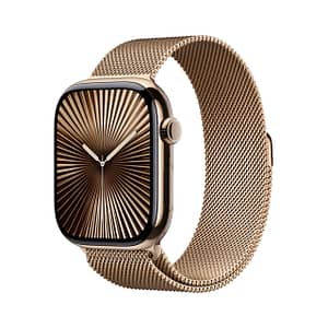 Apple Watch Series 10 GPS + Cellular 46mm Gold Titanium Case with Gold Milanese Loop – S/M Apple Watch Shop Online at Dubai Offers