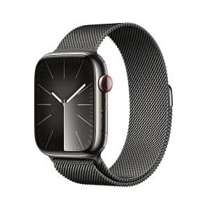 Apple Watch Series 9 GPS + Cellular 41mm Graphite Stainless Steel Case with Graphite Milanese L Apple Watch Shop Online at Dubai Offers