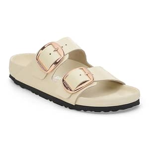 Arizona Big Buckle Natural Leather Patent High-Shine Ecru Female Female Shop Online at Dubai Offers