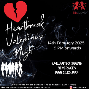 Valentine’s Day Recommendations Heartbreak Valentine’s Night at Redlions- Ramee Grand Hotel Travel, Activities & Events Shop Online at Dubai Offers