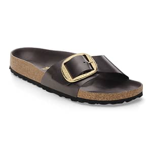 Madrid Big Buckle Natural Leather Patent High-Shine Espresso Female Female Shop Online at Dubai Offers