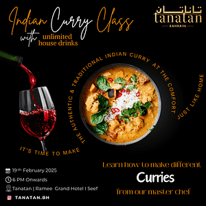 Workshops Masterchef’s Curry Class with Unlimited House Drinks at Tanatan Travel, Activities & Events Shop Online at Dubai Offers