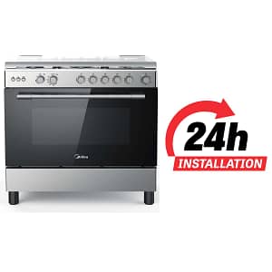 Midea 90x60cm Gas Cooking Range 5 Burners Steel Panel with Oven and Grill Appliances Shop Online at Dubai Offers