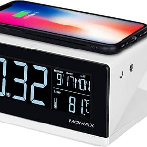 Momax Q.Clock 5 Digital Clock with Wireless Charger White Accessories Shop Online at Dubai Offers