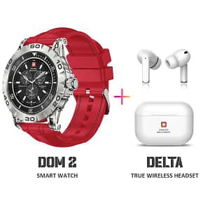 Swiss Military Dom 2 Watch Silicon Red + Delta Tws Android Shop Online at Dubai Offers