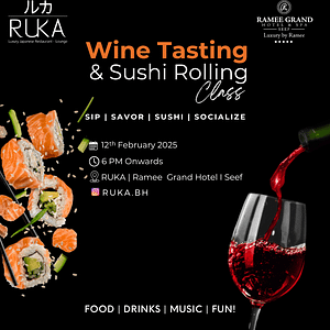 Workshops Wine Tasting & Sushi Rolling Class at Ruka Travel, Activities & Events Shop Online at Dubai Offers