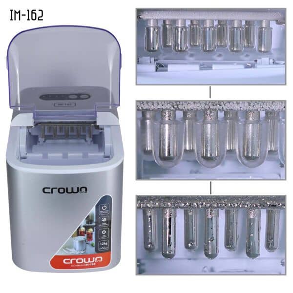 Crownline Instant Ice Maker| IM-162| Produce up to 12kg bullet ice per 24hours| Water Reservoir Capacity- 2.1L| Power consumption - 120W