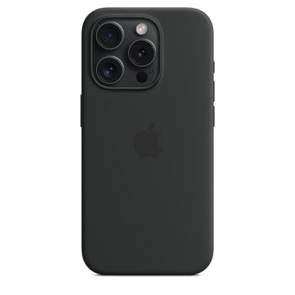 Apple iPhone 15 Pro Silicone Case with Mag Safe | Black