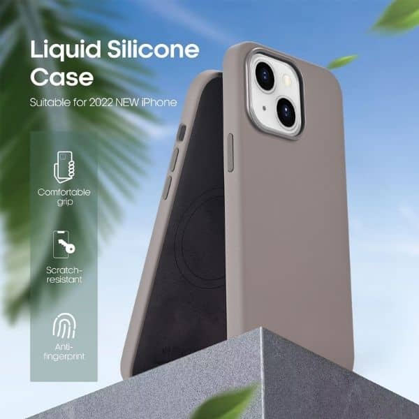 Protect iPhone 15 Plus Silicon Mag safe Case Platinum|SMIP15PLPLT