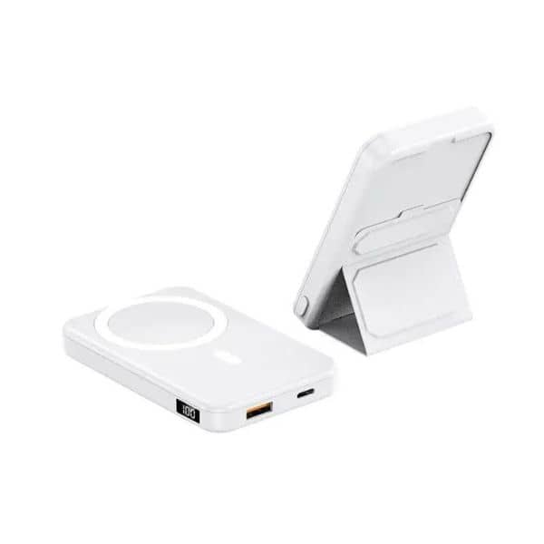 Max and Max 10k mAh Power Bank | Compact Magsafe | With Foldable Stand | White Color | MXMWPB22-W