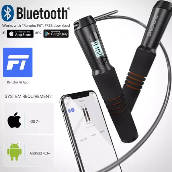 RENPHO Smart Jump Rope | Fitness Speed Skipping Rope with APP Data Analysis | R-Q001-BK