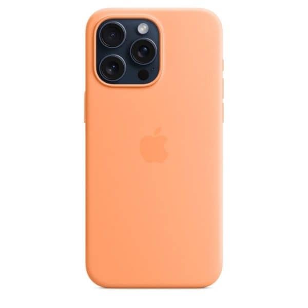 Apple iPhone 15 Pro Max Silicone Case with Mag Safe | Orange Sorbet