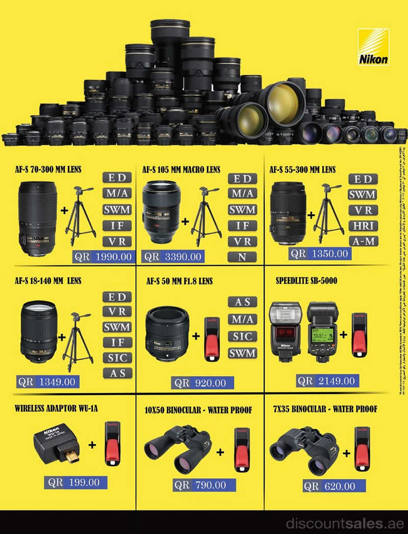 Nikon Camera Accessories Fest Qatar at SharafDG Cameras & Accessories Shop Online at Dubai Offers 2