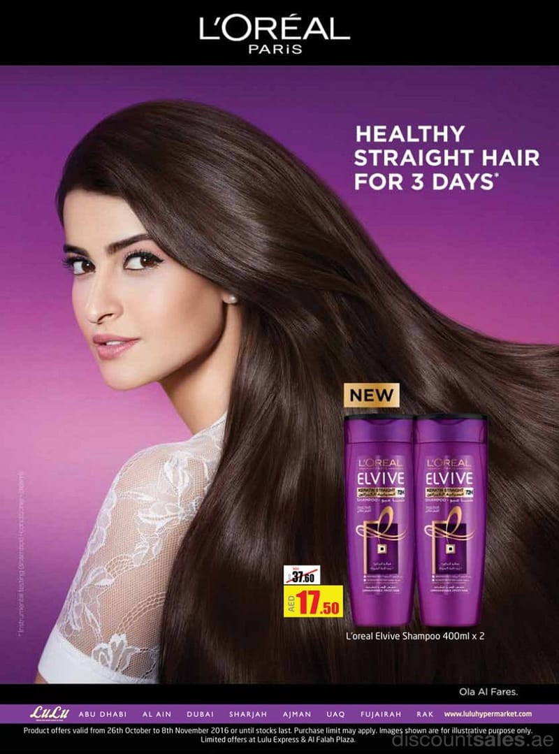 Loreal Elvive Shampoo Great Offer at lulu Beauty Care Shop Online at Dubai Offers 2