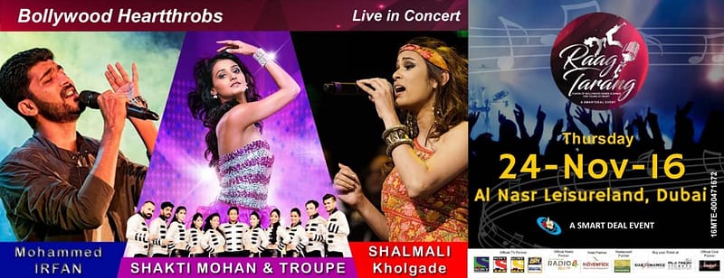 Bollywood Heartthrobs Live Concert on 24 Nov 2016 Entertainment Offers Shop Online at Dubai Offers 2