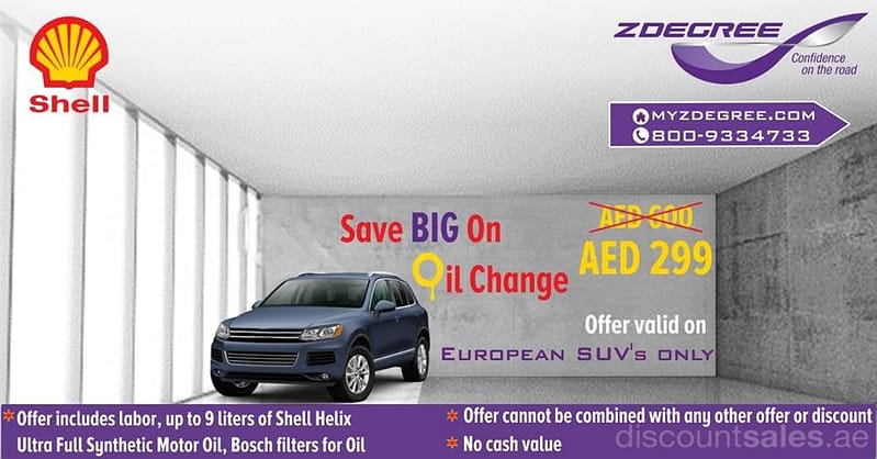 ZDegree Oil Change Offer New Cars/SUVs Shop Online at Dubai Offers 2