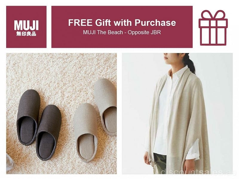 Get a FREE gift with any purchase at MUJI The Beach Clothing Shop Online at Dubai Offers 2