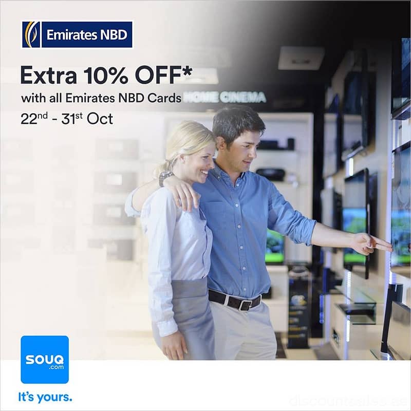 Extra 10% OFF* when shop using Emirates NBD Cards @ Souq Banks Shop Online at Dubai Offers 2