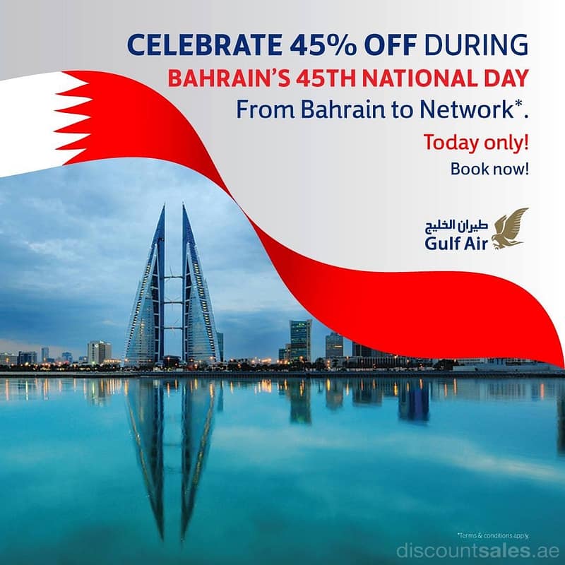 Gulf Air exclusive 45% off flights for 45th National Day milestone Flight Tickets Shop Online at Dubai Offers 2