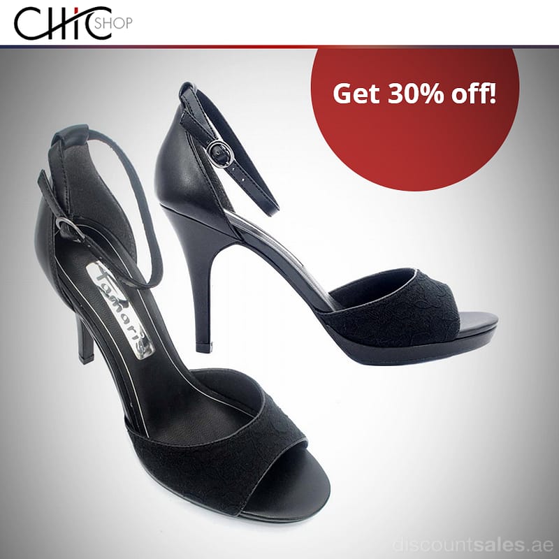 Tamaris Black sandal 30% OFF @ Chic Shop Fashion & Jewelry Shop Online at Dubai Offers 2