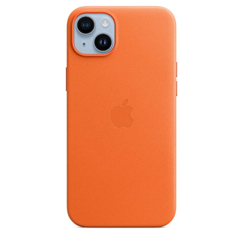 iPhone 14 Plus Leather Case with MagSafe – Orange Accessories Shop Online at Dubai Offers 2